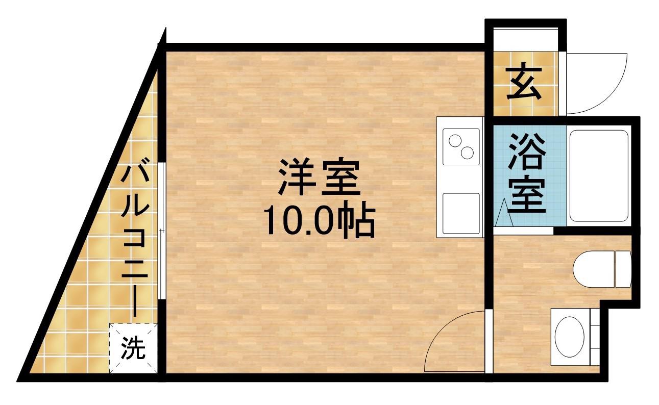 ポピーイン住吉(ワンルーム/2階)の間取り写真