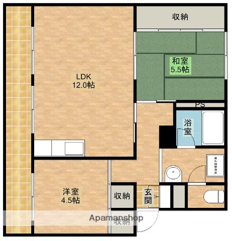 芳川マンション(2LDK/4階)の間取り写真