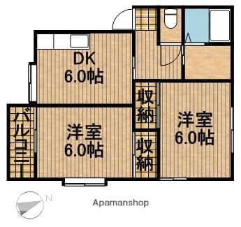 アビタシオン(2DK/1階)の間取り写真