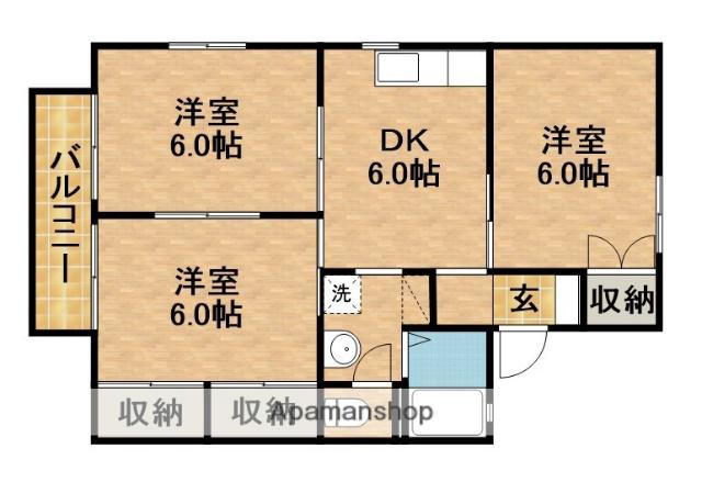 セジュールセゾンA(3DK/2階)の間取り写真