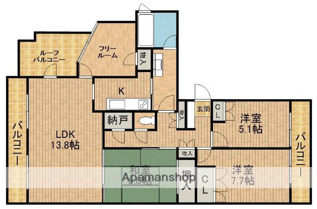 ブライトタウン住吉(3LDK/10階)の間取り写真