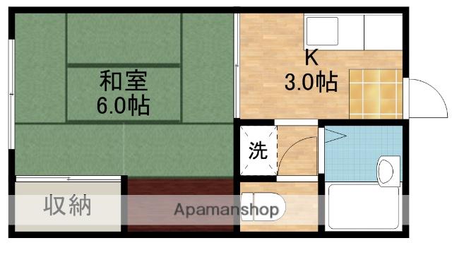 デーリーハイツD(1K/1階)の間取り写真