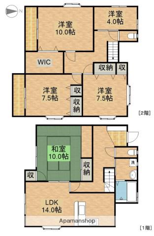 東海道本線 浜松駅 バス乗車時間：9分 遠鉄ストア西伝寺店西バス停で下車 徒歩1分 2階建 築25年(5LDK)の間取り写真