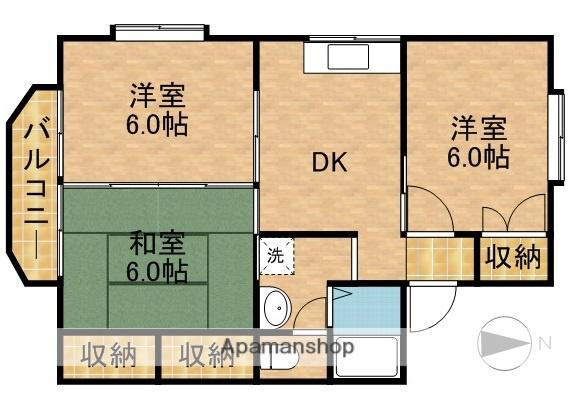 サンハイツ大門(3DK/2階)の間取り写真