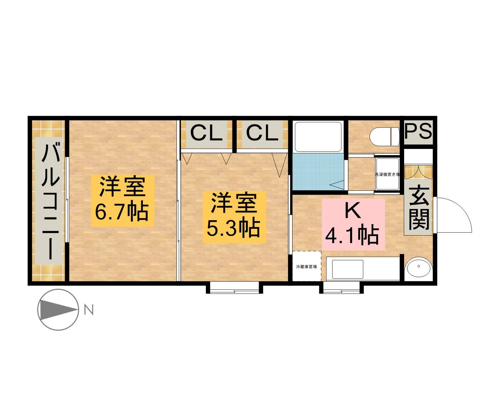 ブランロジュマン(2K/2階)の間取り写真