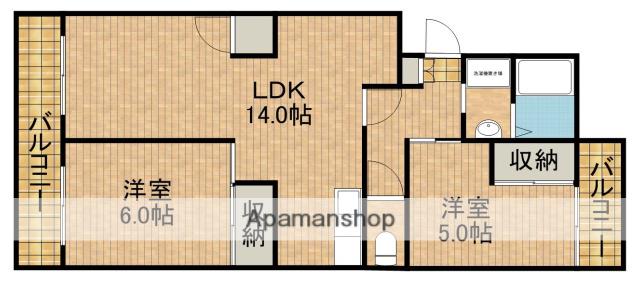 カナヤハイツⅡ(2LDK/3階)の間取り写真