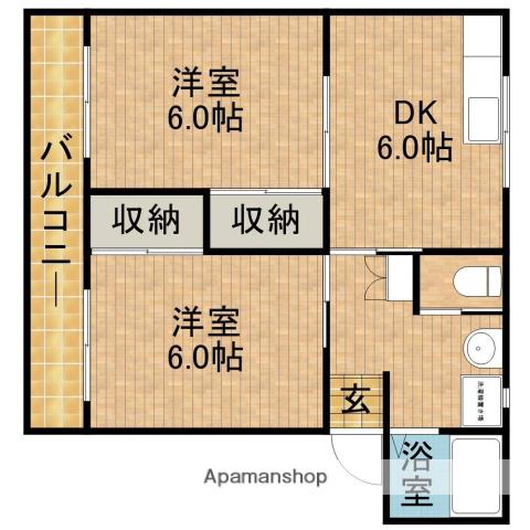 ファミリーハイツ(2DK/2階)の間取り写真