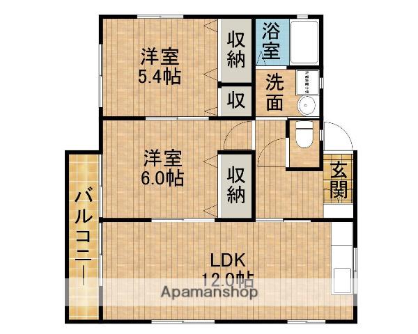 ハニーメイプル(2LDK/2階)の間取り写真