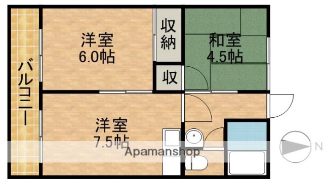 シティハイムワタナベ(2DK/2階)の間取り写真