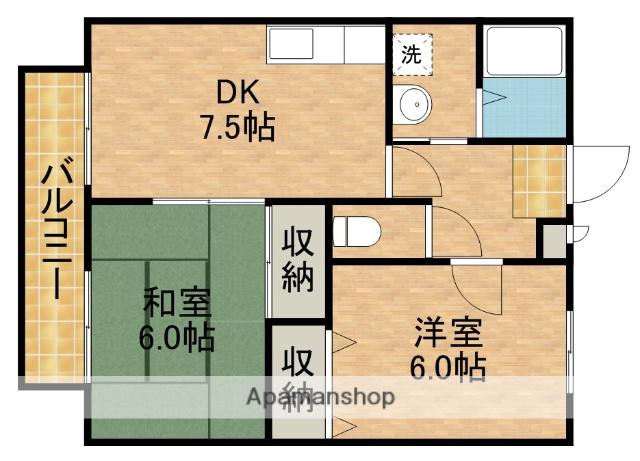 グランドゥール(2DK/1階)の間取り写真