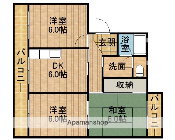 アーバンライフ茶町(3DK/1階)の間取り写真