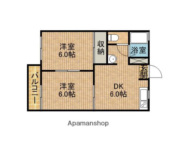サンコート藤岡 A(2DK/2階)の間取り写真