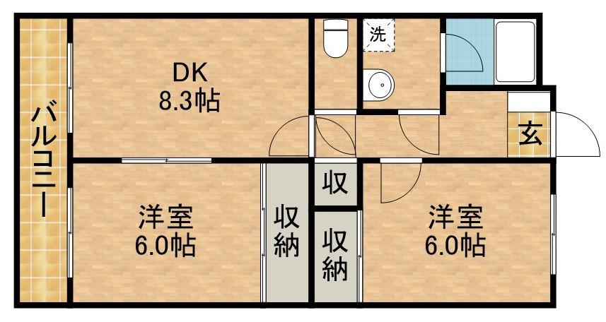 フローレンス門神(2DK/4階)の間取り写真