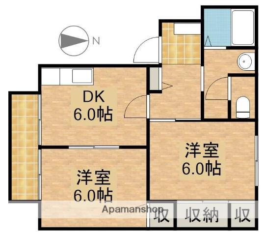 ア・レ・シュロスA(2DK/2階)の間取り写真