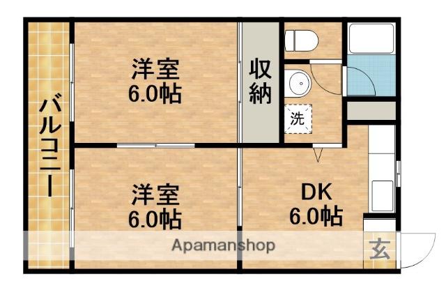 コーポ雅(2DK/2階)の間取り写真