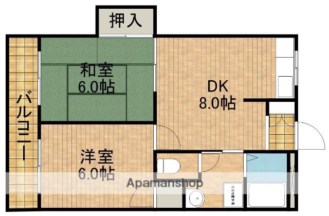 ベルグラーデ城北(2DK/3階)の間取り写真