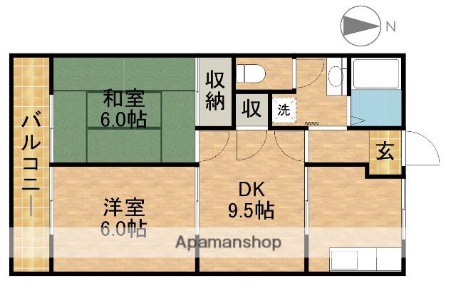 バームハイツ(2DK/2階)の間取り写真