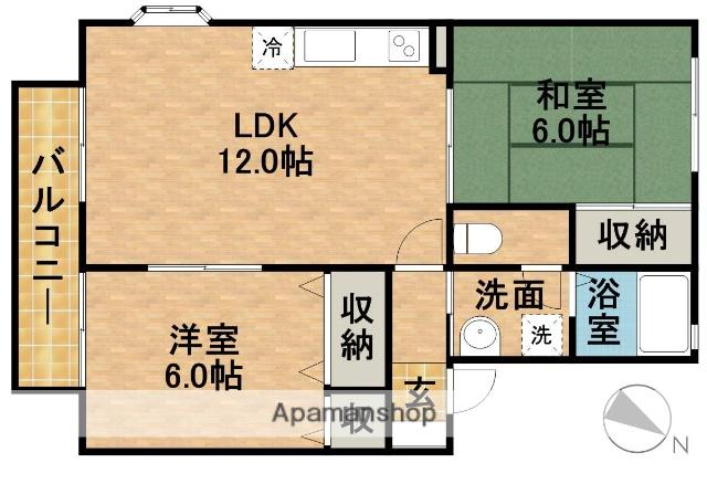 ヴィラ・サザンクロスG(2LDK/2階)の間取り写真