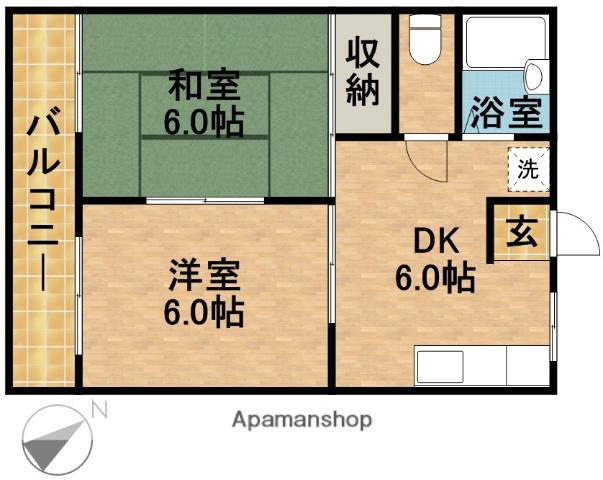 デーリーハイツC(2DK/2階)の間取り写真