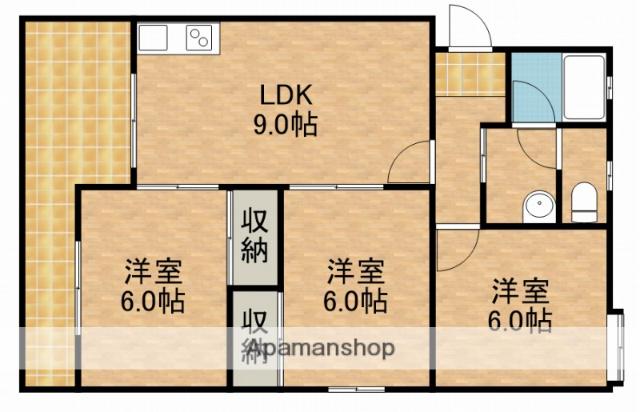 マンションブルースカイ(3DK/3階)の間取り写真