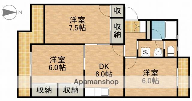 マンションブルースカイ(3DK/3階)の間取り写真