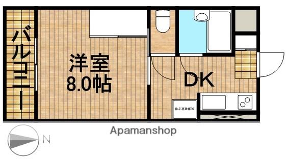 グローリアルS(1DK/2階)の間取り写真