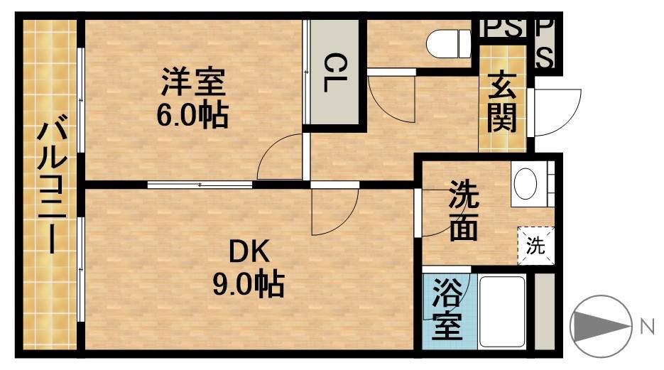 LIMPIA垂木(1LDK/1階)の間取り写真
