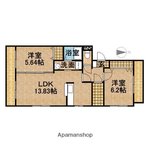 ラミアカーサ(2LDK/1階)の間取り写真