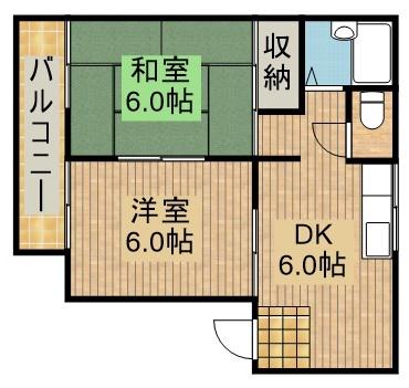 ハイツKMⅠ(2DK/1階)の間取り写真