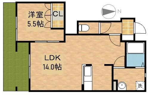 ロココプランB(1LDK/1階)の間取り写真