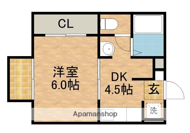 富塚ガーデンプレイス(1DK/1階)の間取り写真