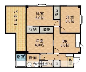 エナール佐鳴台(3DK/2階)の間取り写真