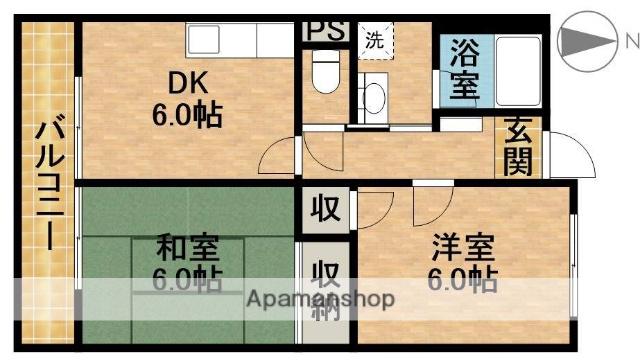 LIMPIAおおまつ(2DK/1階)の間取り写真