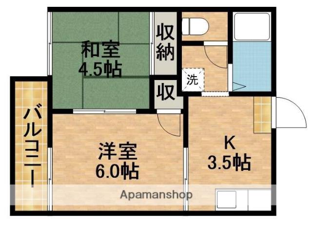 フォーブルわかば(2K/1階)の間取り写真