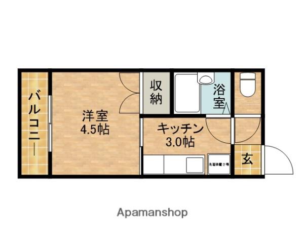 グリーンプラザ八木(1K/3階)の間取り写真