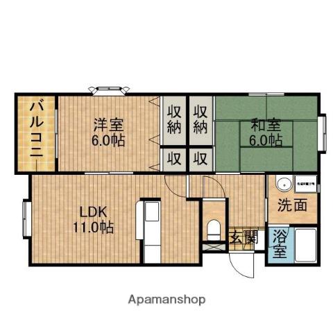 グリーンピュア(2LDK/2階)の間取り写真