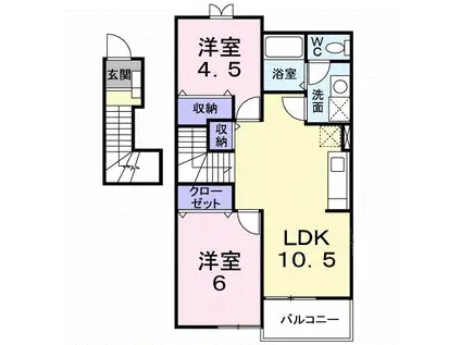 グランシャリオ・K(2LDK/2階)の間取り写真