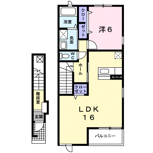 ルミーナ Ⅲ(1LDK/2階)の間取り写真