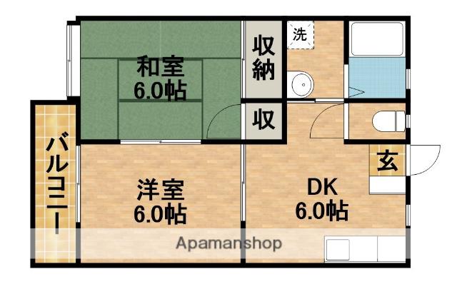 ノーブル後庵(2DK/2階)の間取り写真