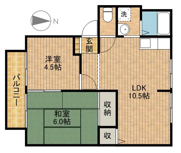 サニーサイド・S(2LDK/2階)の間取り写真