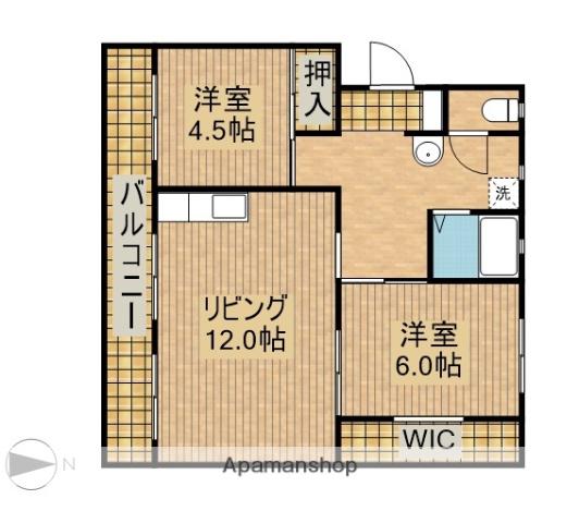 コーポラス三輪 Ⅱ(2LDK/3階)の間取り写真