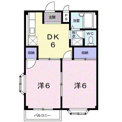 エルディムグレース(2DK/2階)の間取り写真
