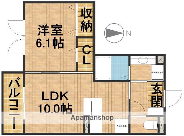マンション御殿(1LDK/1階)の間取り写真