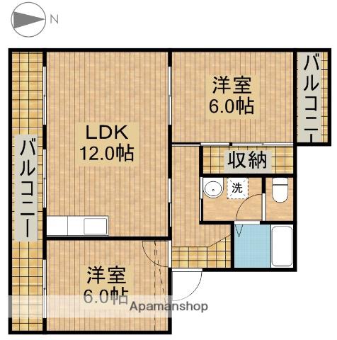 コーポラス幸(2LDK/2階)の間取り写真