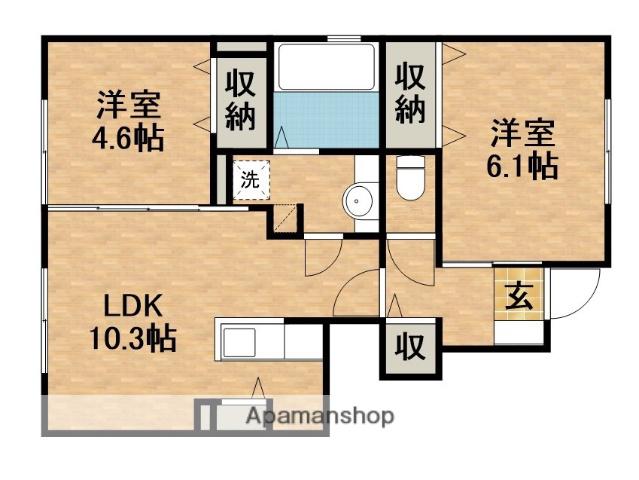 サンライフ原島(2LDK/1階)の間取り写真