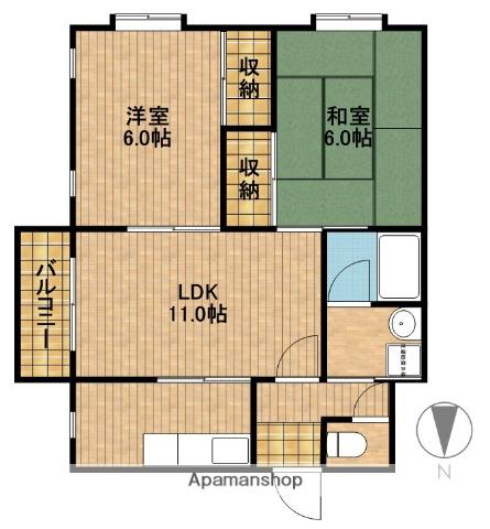 サンシャイン下池川(2LDK/3階)の間取り写真