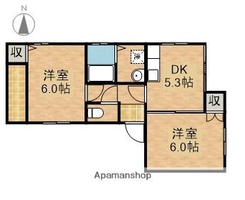 ハイツシーガル(2DK/2階)の間取り写真