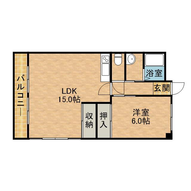 アイレジデンス藤枝(1LDK/4階)の間取り写真