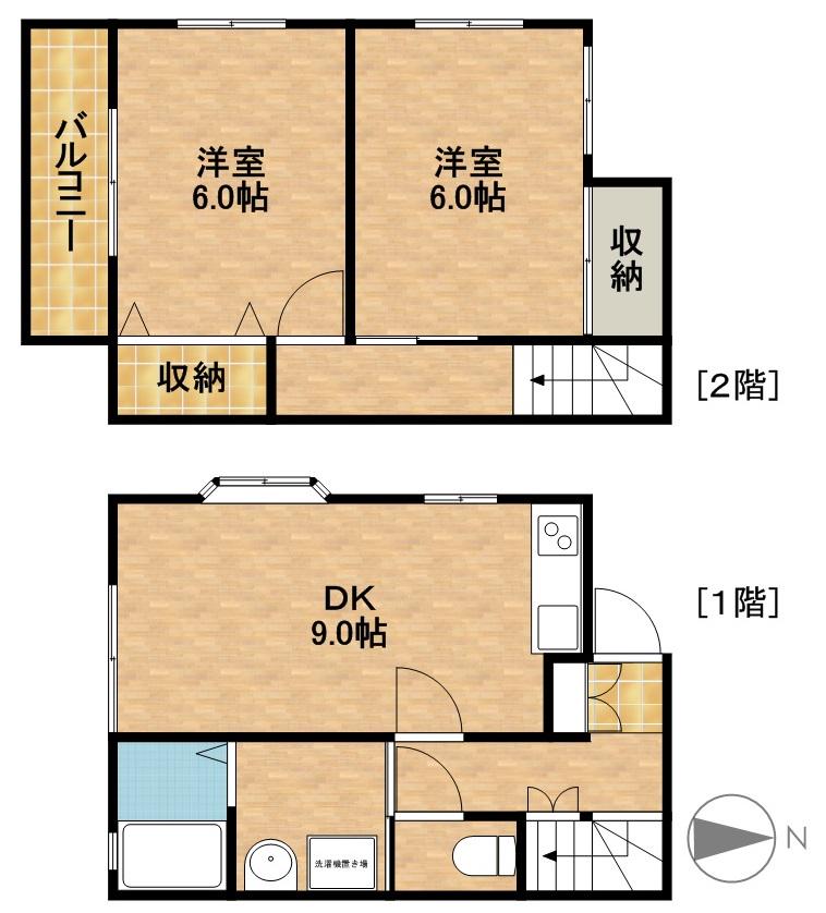 エスフォルテ中郡(2DK)の間取り写真