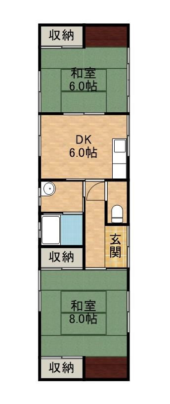東海道本線 浜松駅 バス乗車時間：14分 浜松聖星高校バス停で下車 徒歩2分 1階建 築44年(2DK)の間取り写真